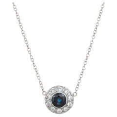 Sapphire Diamond Necklace Platinum Vintage Chain Estate Fine Jewelry