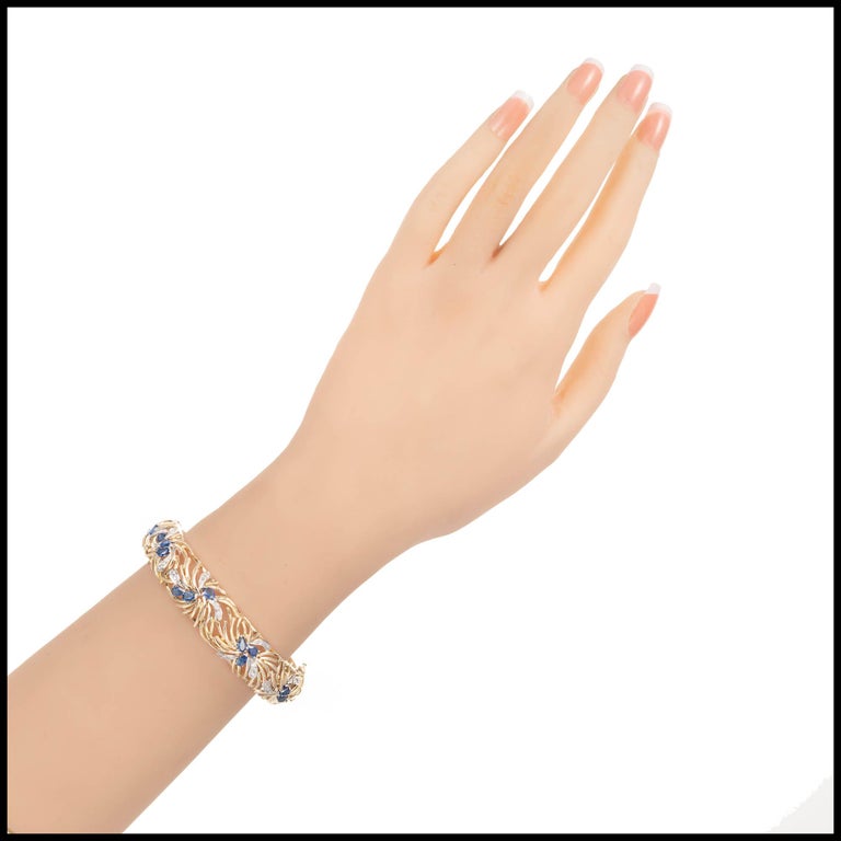 Sapphire Diamond Open Work Bangle Bangle Bracelet at 1stDibs