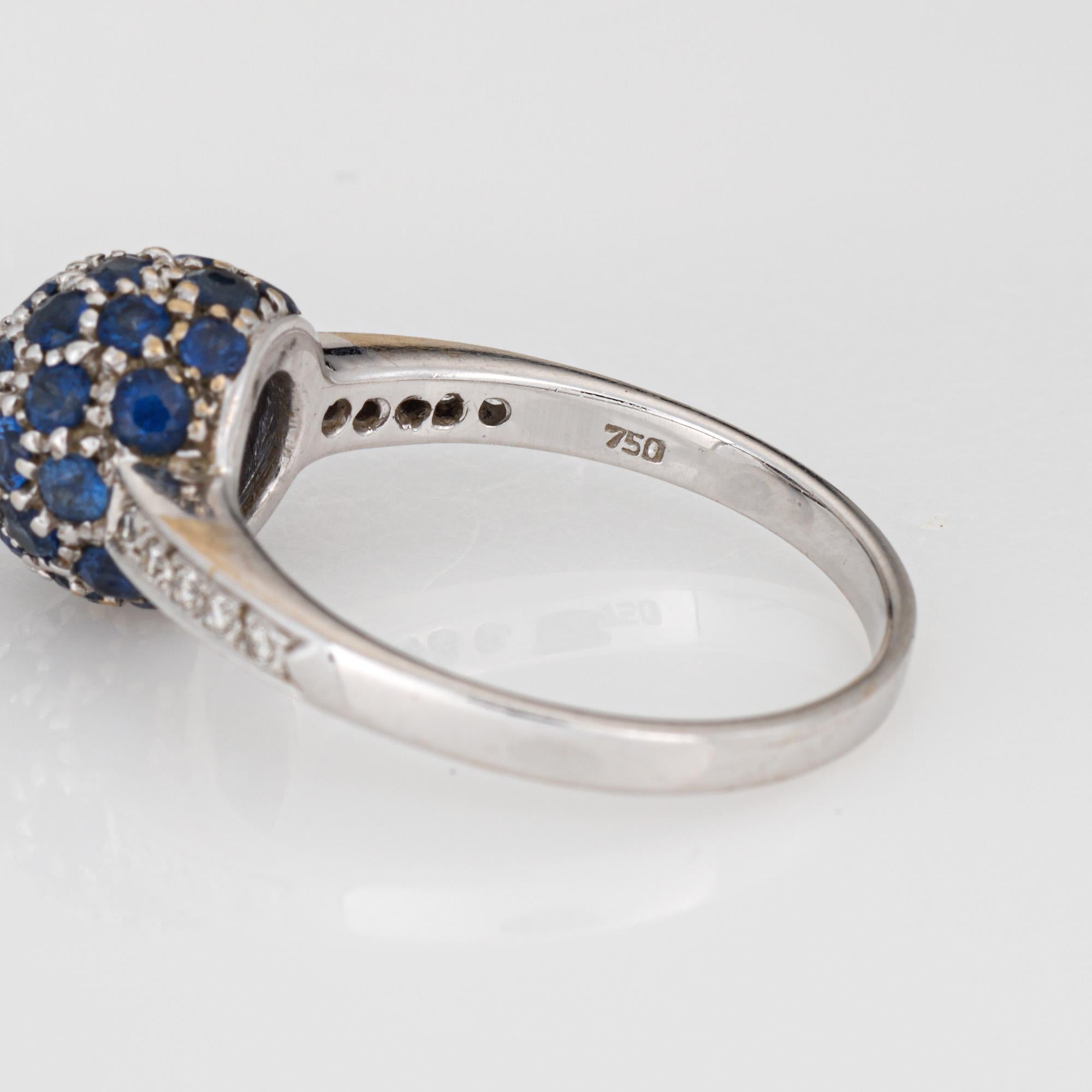 Sapphire Diamond Orb Stacking Ring Sz 7 18k White Gold Band Estate Fine Jewelry For Sale 1