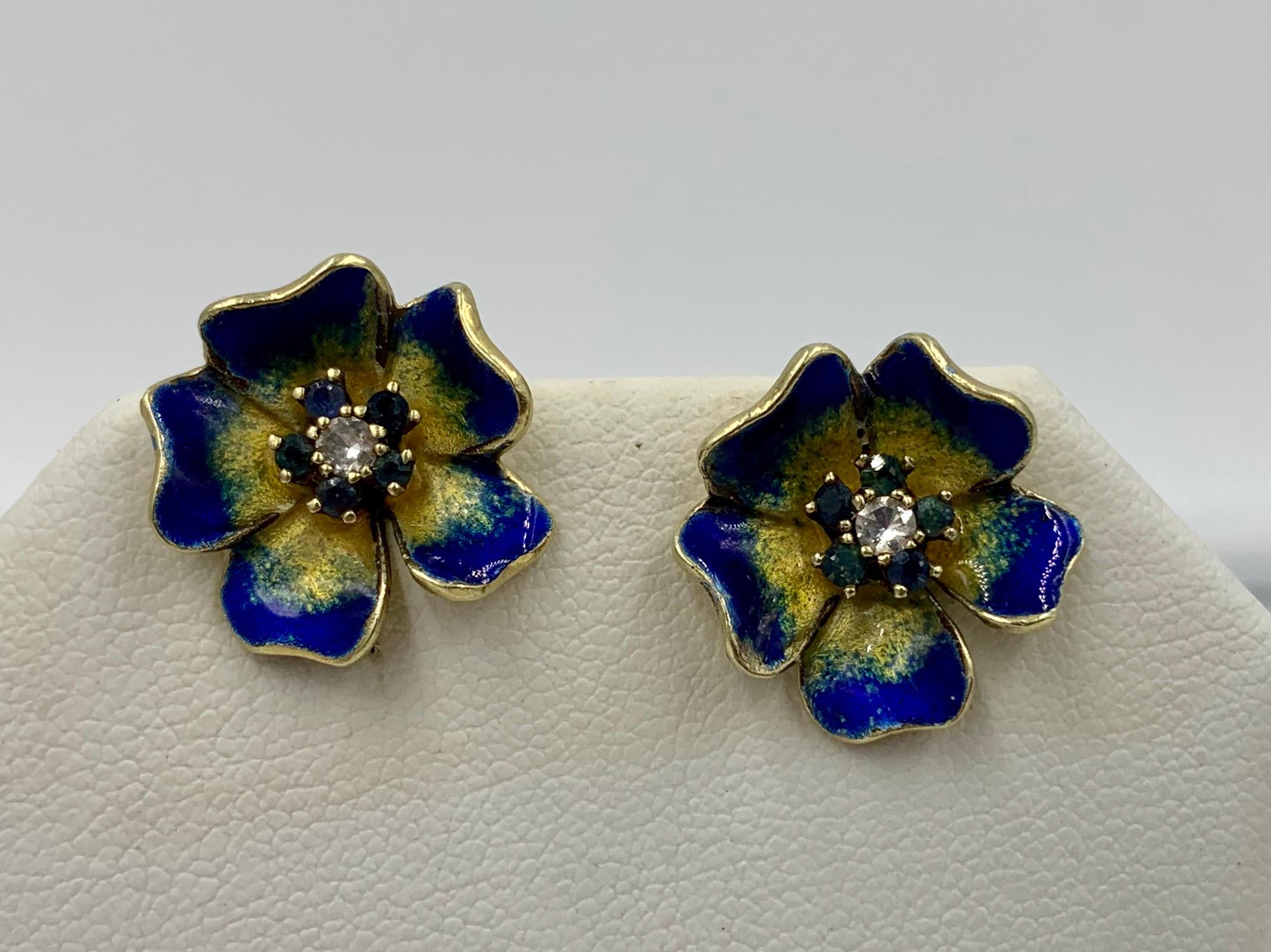 vintage enamel flower earrings