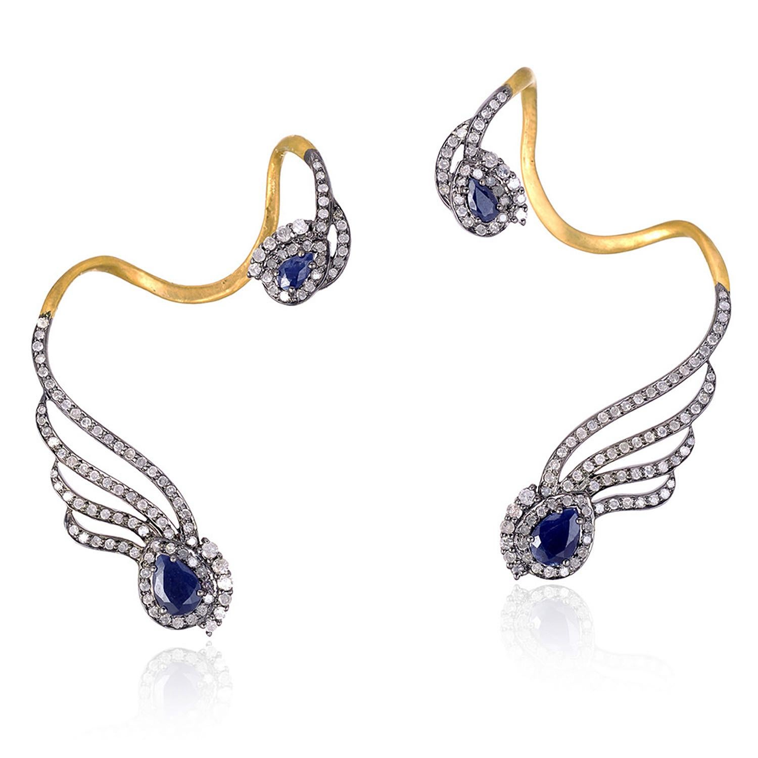 peacock sapphire earrings