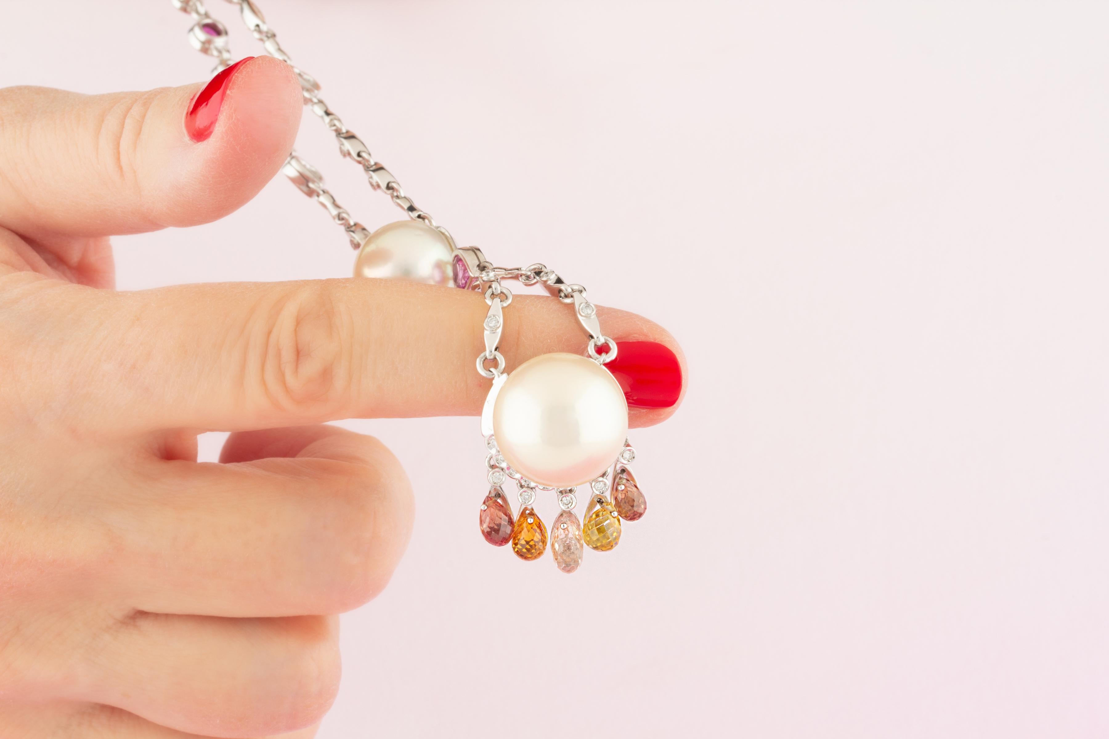 Collar Colgante Zafiro Diamante Perla Diseñado por Ella Gafter en venta 3