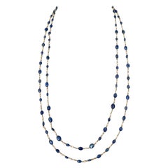 Collier sautoir « Sapphire Diamond Pearl » à maillons, 63", en or blanc 14 carats, vendu au mètre