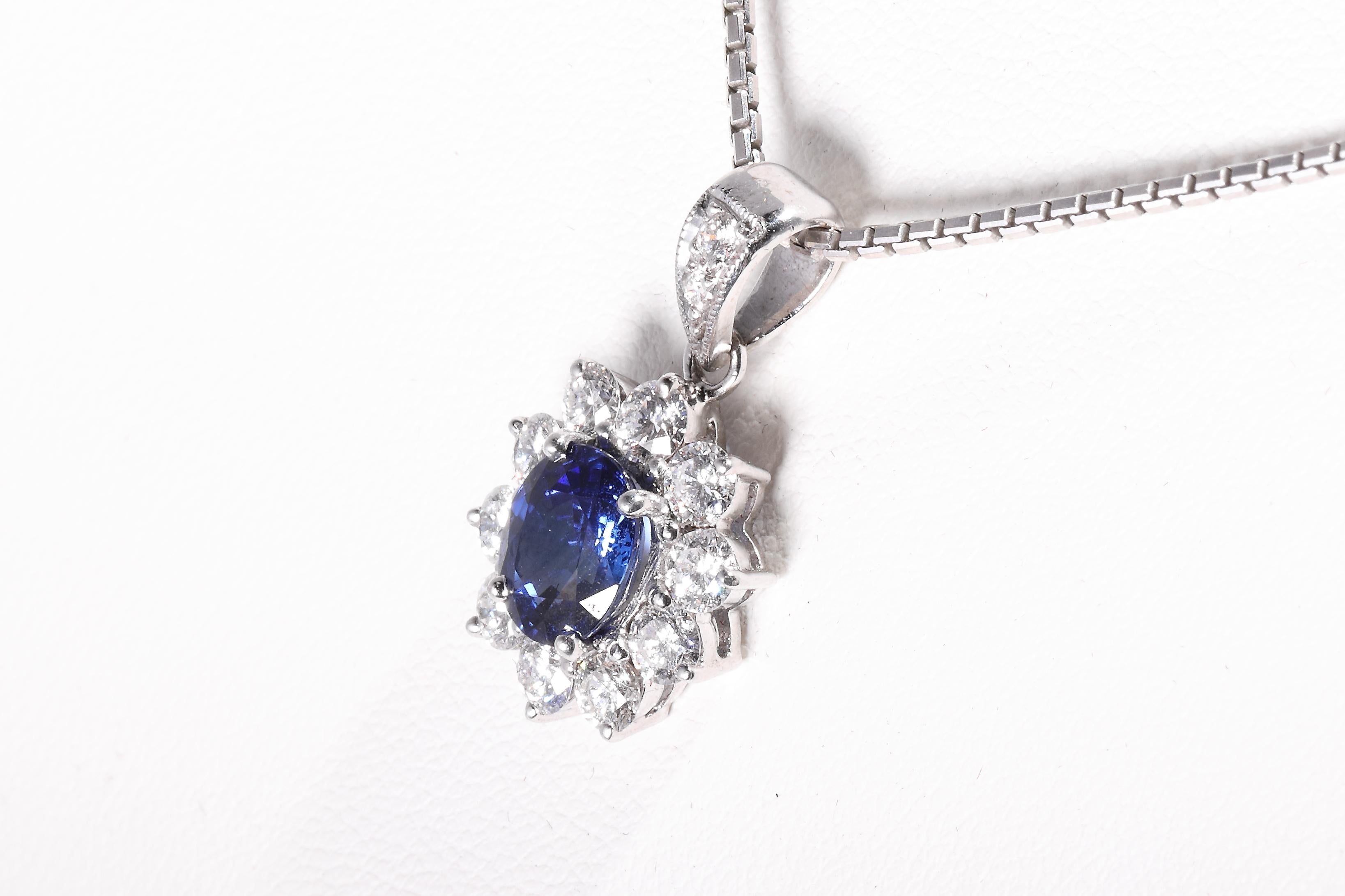 Brilliant Cut Sapphire Diamond Pendant