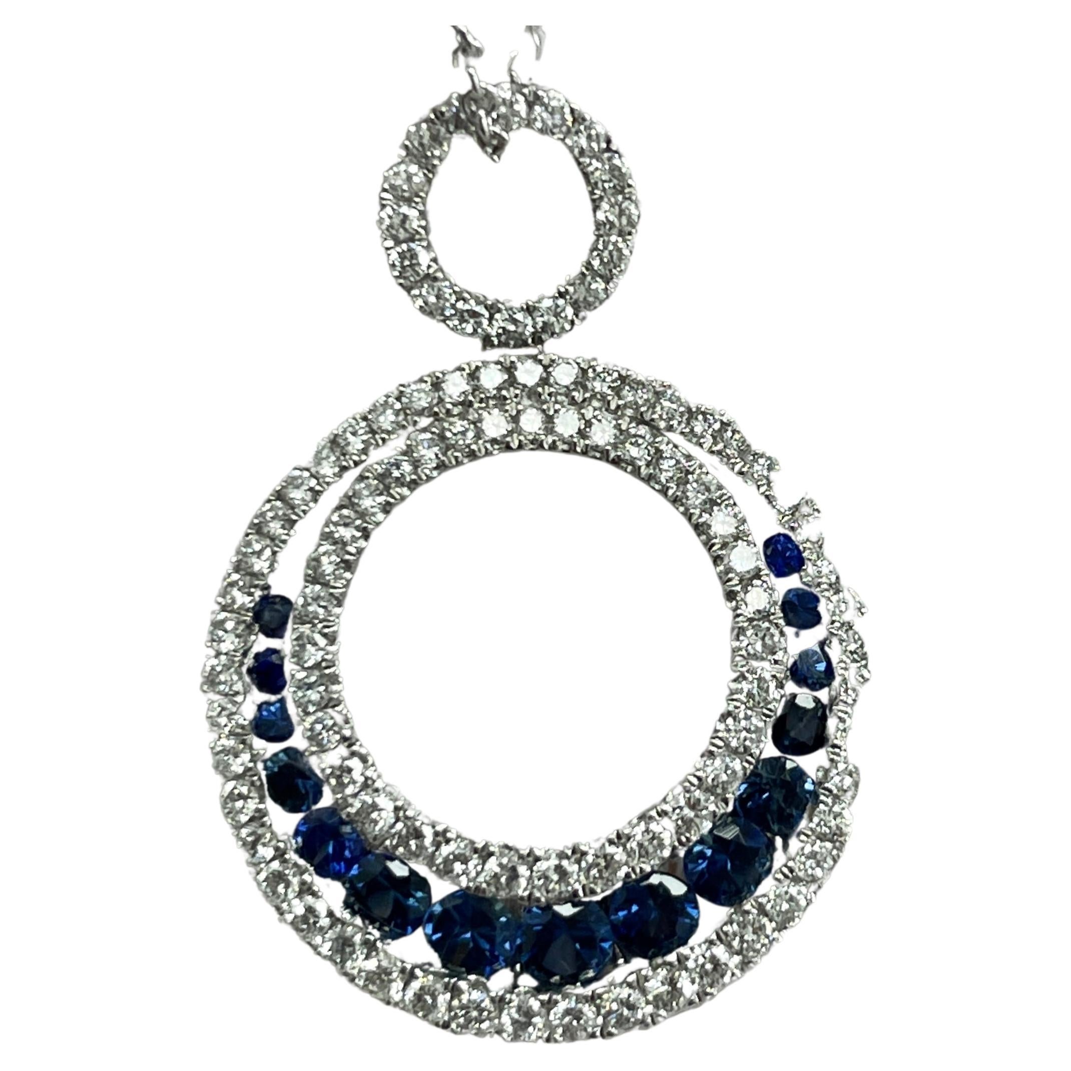 Sapphire & Diamond Pendant For Sale