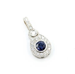 Saphir & Diamant-Anhänger aus 14k Weißgold