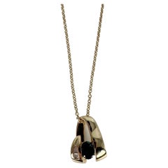 Saphir-Diamant-Anhänger-Halskette 14KT Gelbgold, Art-déco-inspiriert