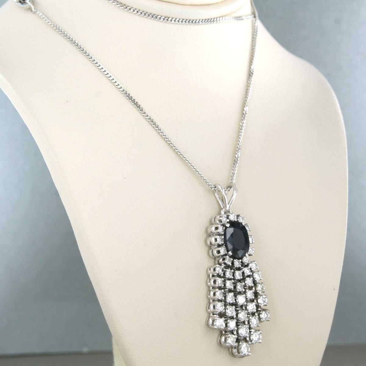 Brilliant Cut Sapphire Diamond Pendant Necklace