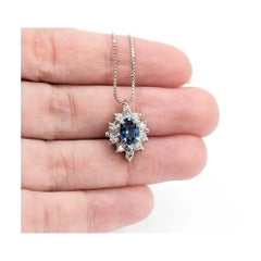 Sapphire & Diamond Pendant Necklace in Platinum