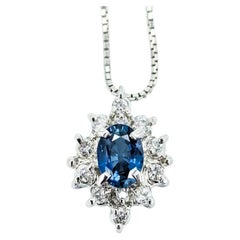 Sapphire & Diamond Pendant Necklace in Platinum