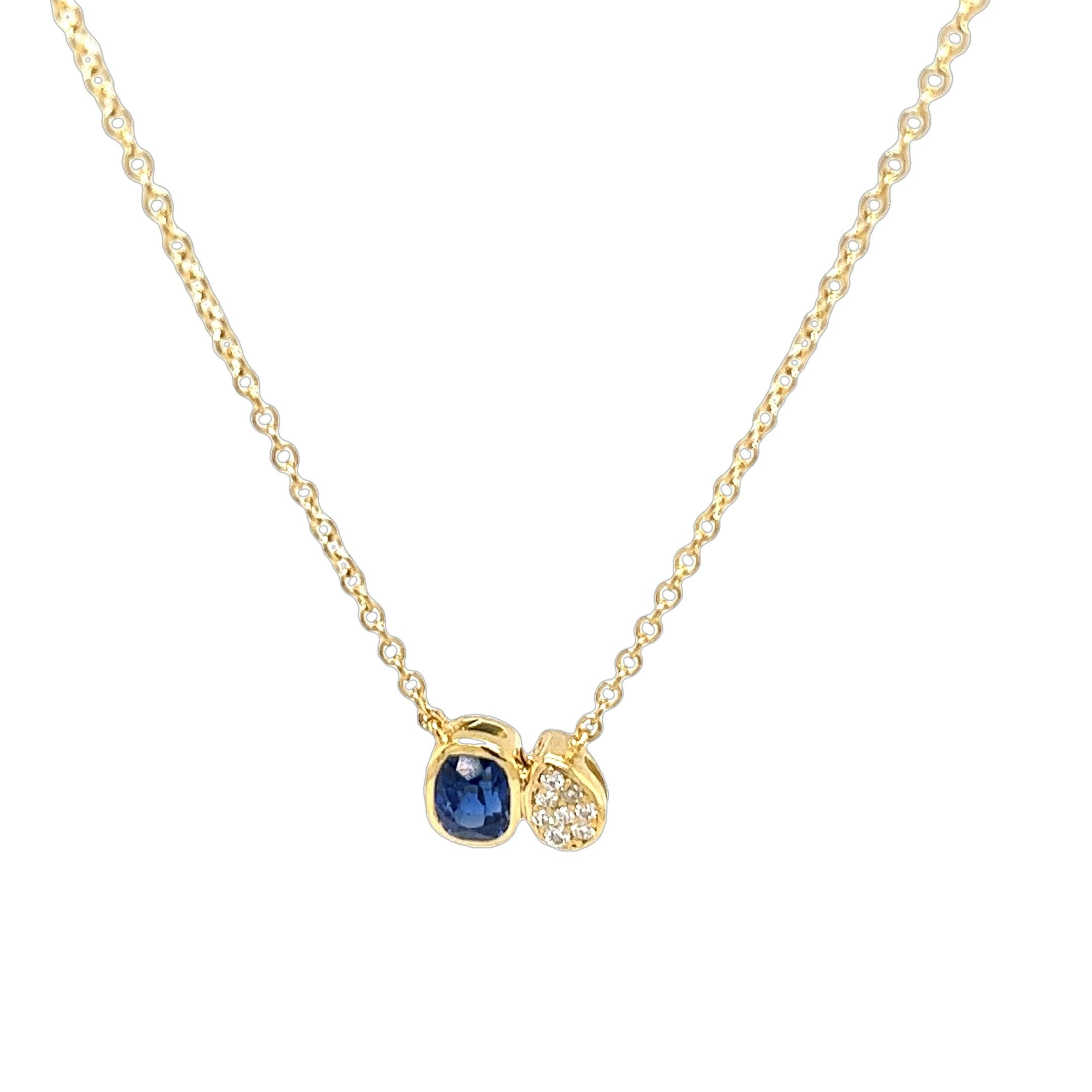 Pendentif saphir et diamant en or jaune 18ct, sur chaîne en or 18ct Unisexe en vente