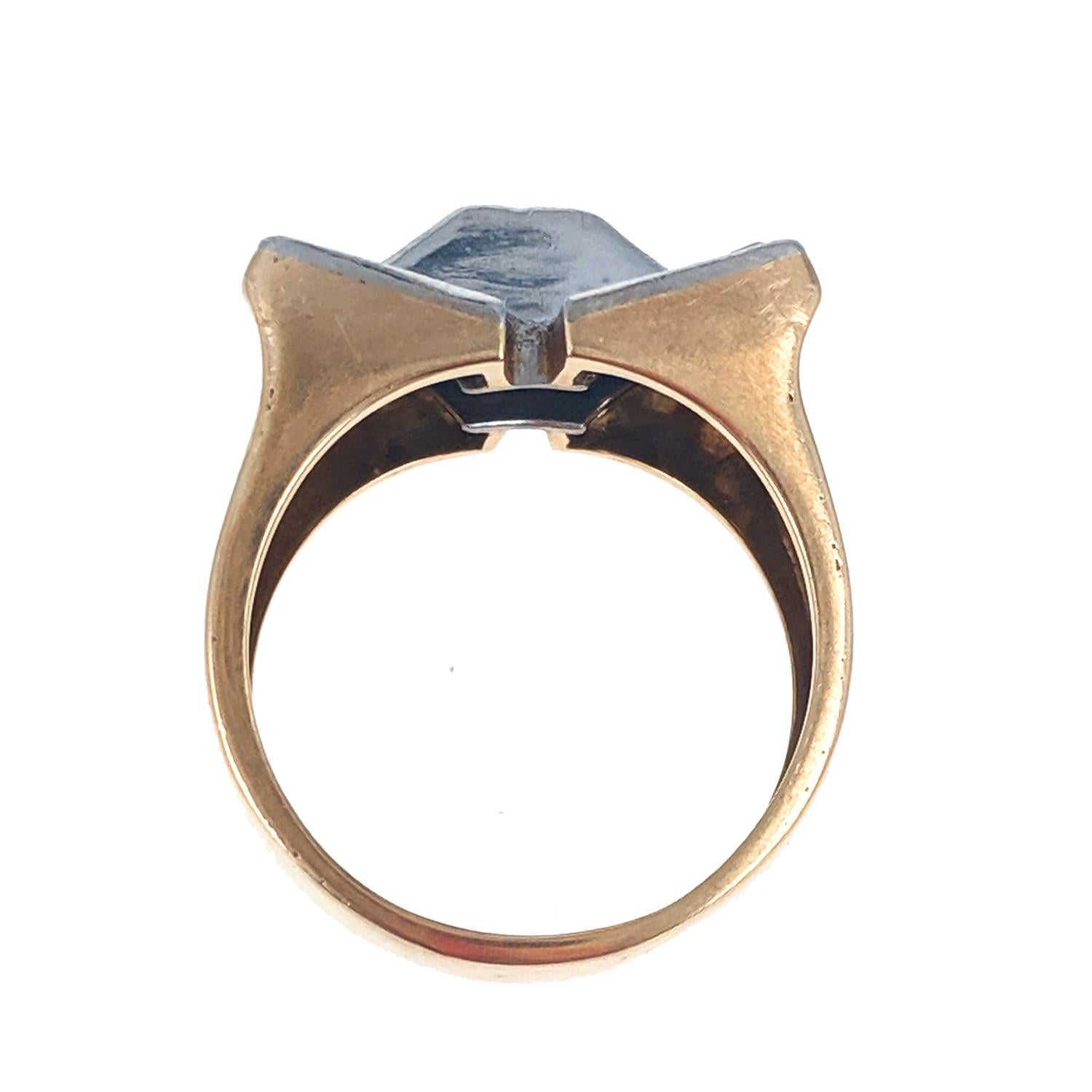 Women's or Men's Retro Sapphire Diamond Platinum Gold Ring