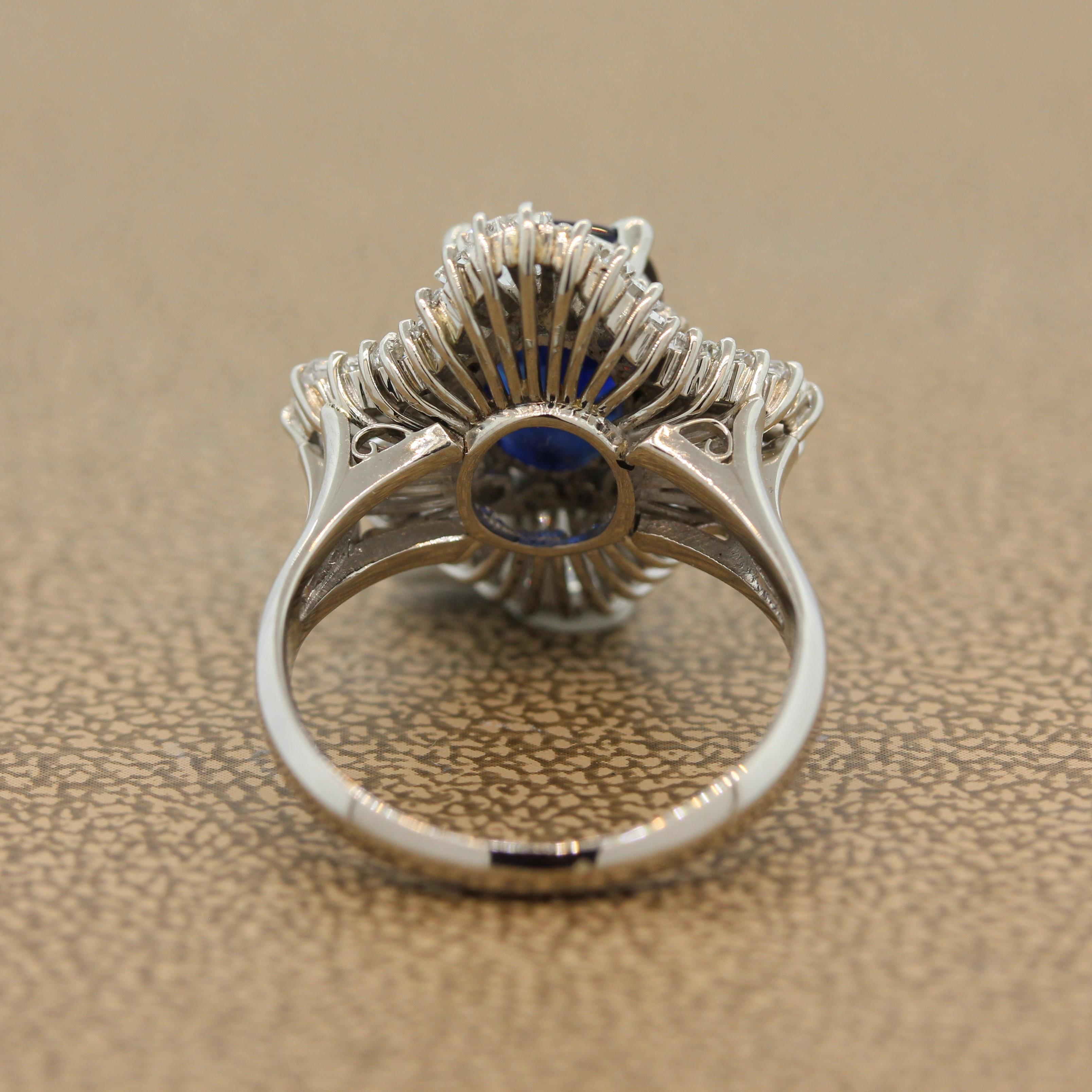 Sapphire Diamond Platinum Ballerina Ring In New Condition For Sale In Beverly Hills, CA