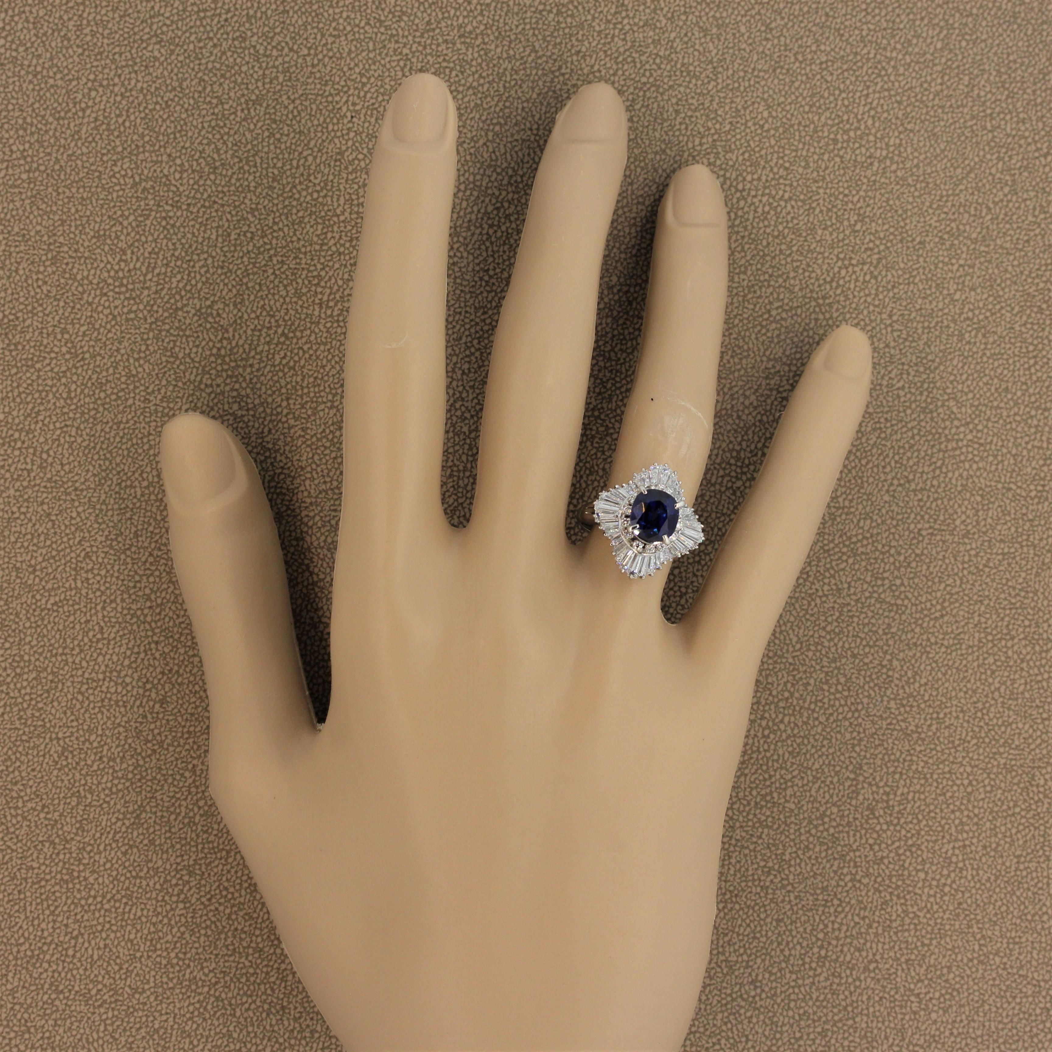 Anillo Bailarina Zafiro Diamante Platino en venta 1