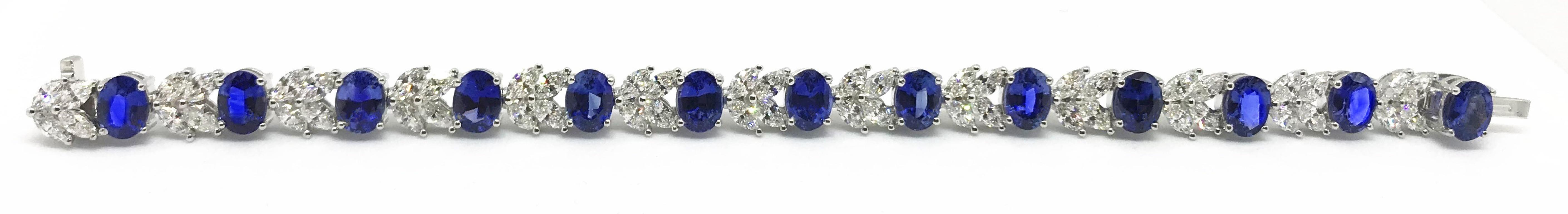 Sapphire Diamond Platinum Bracelet In New Condition For Sale In San Francisco, CA
