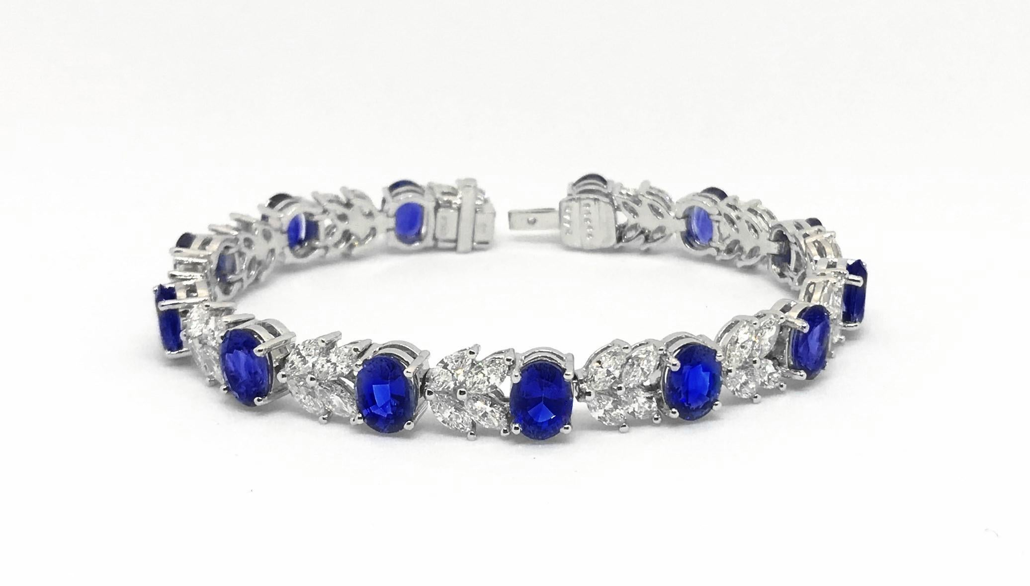 Sapphire Diamond Platinum Bracelet For Sale