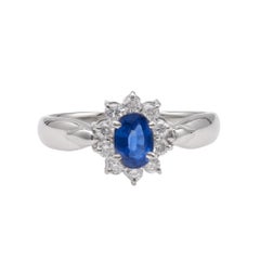 Used Sapphire Diamond Platinum Cluster Ring