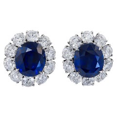 Spectra Fine Jewelry GRS Certified Royal Blue Sapphire Diamond Ear Clips