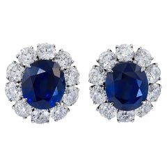 Spectra Fine Jewelry GRS Certified Royal Blue Sapphire Diamond Ear Clips