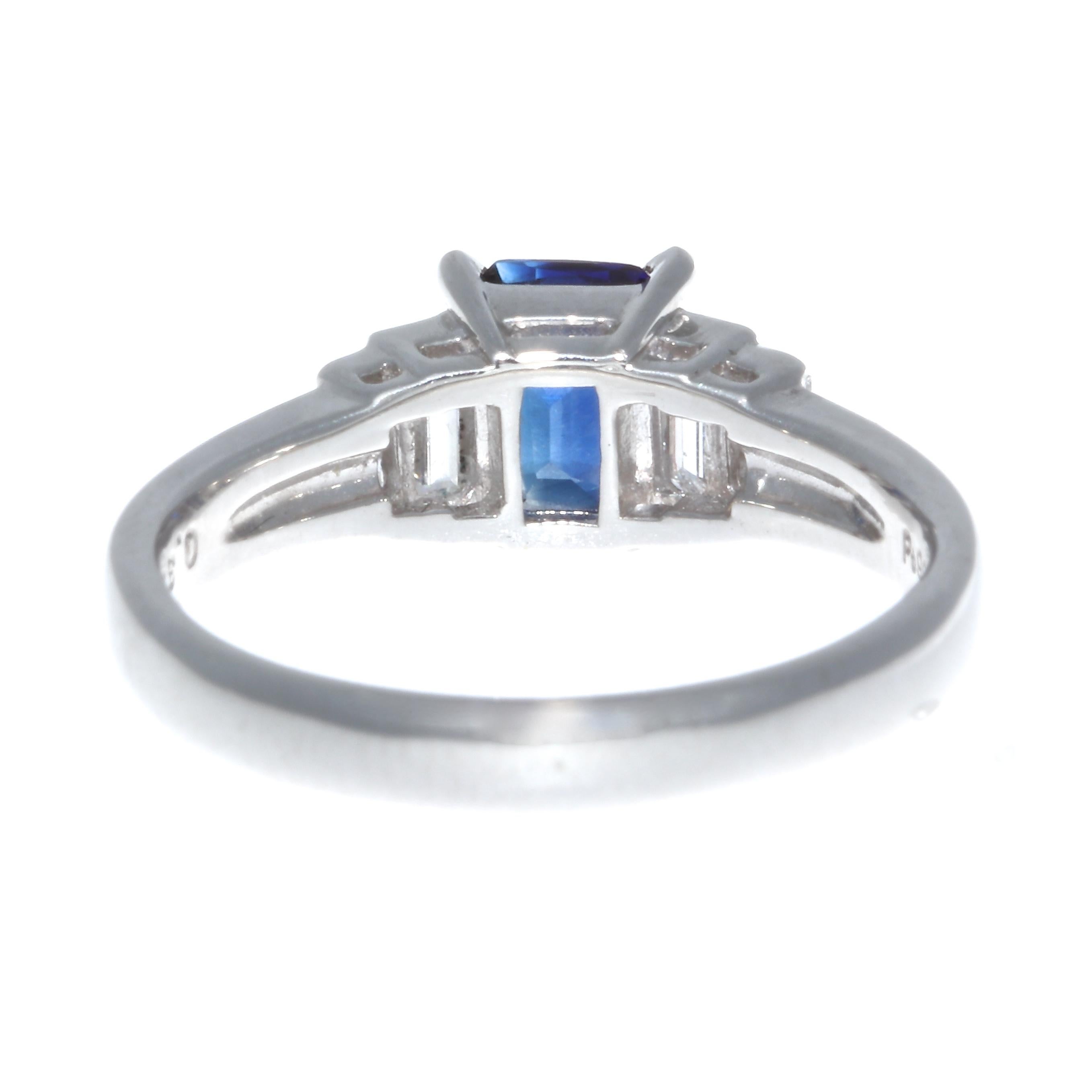 Sapphire Diamond Platinum Engagement Ring 1