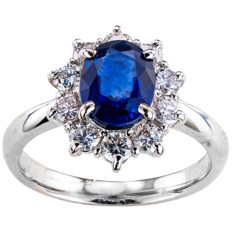 Purple Sapphire, Diamond and Platinum Ring at 1stDibs