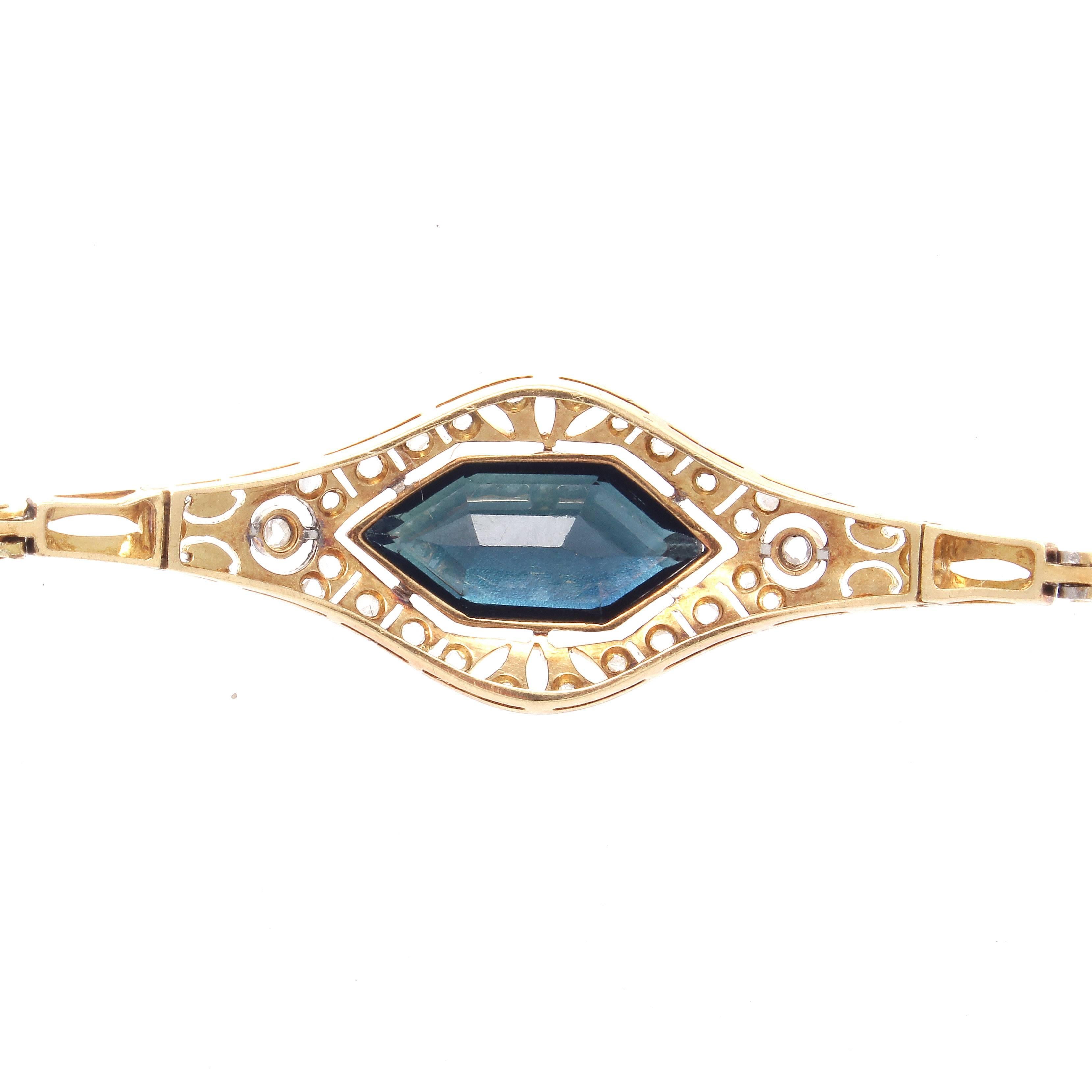 Sapphire Diamond Platinum Gold Bracelet In New Condition In Beverly Hills, CA