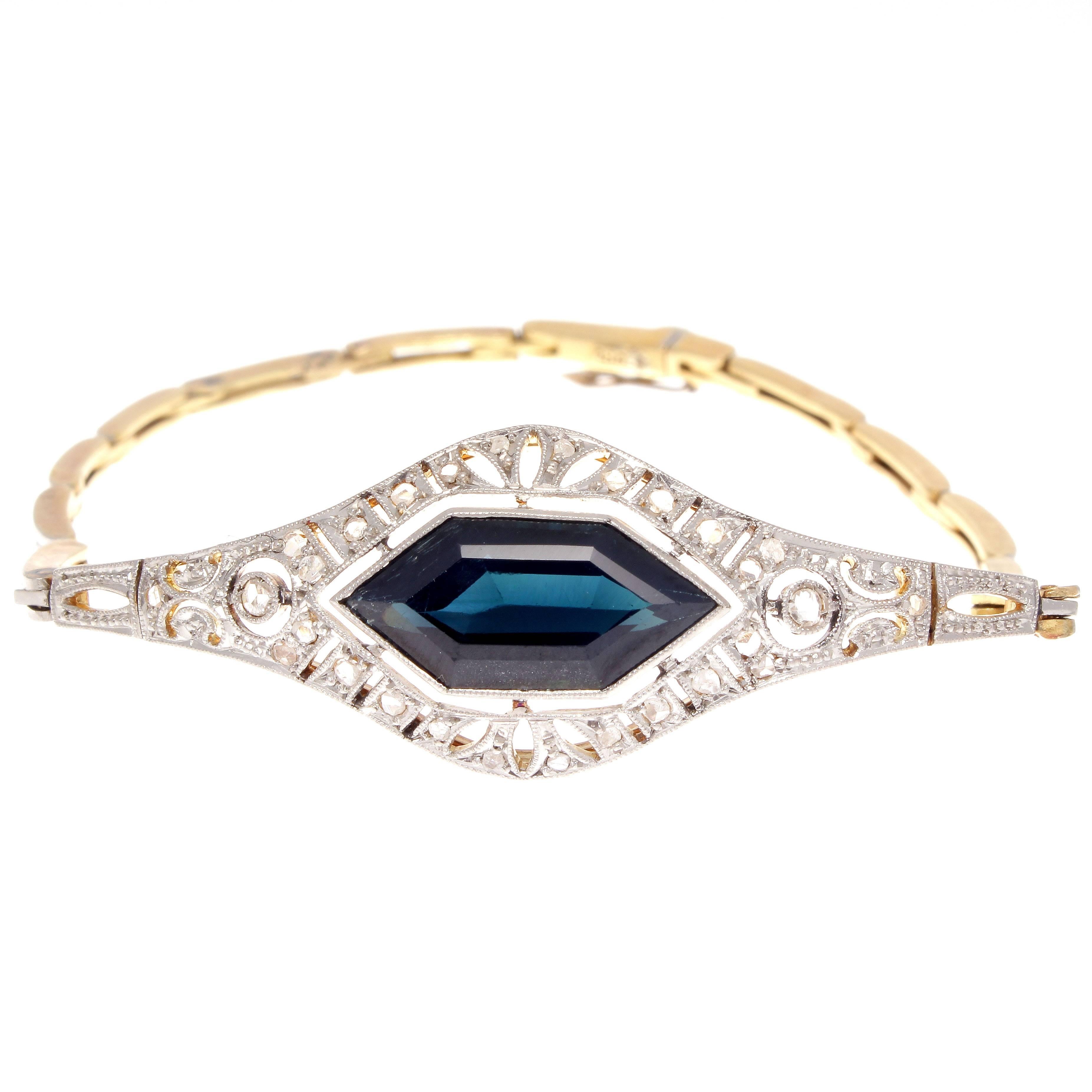 Sapphire Diamond Platinum Gold Bracelet