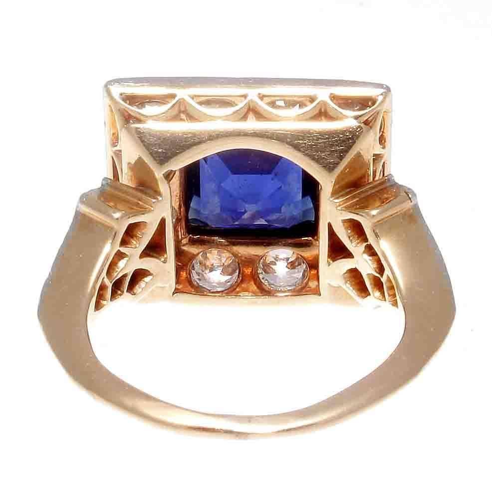 Women's Sapphire Diamond Platinum Gold Ring