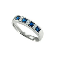 Sapphire Diamond Platinum Half Eternity Ring