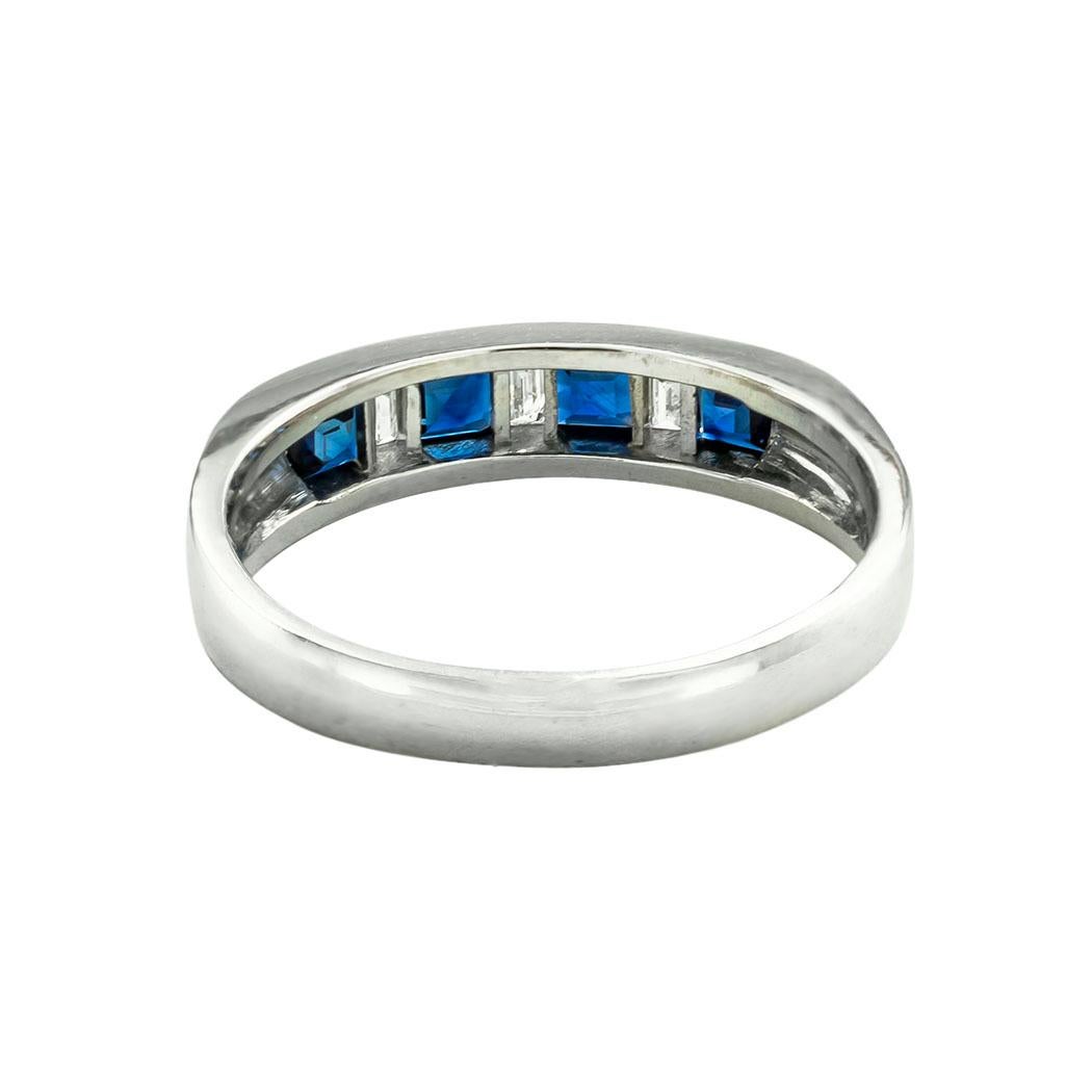 Women's or Men's Sapphire Diamond Platinum Half Eternity Ring