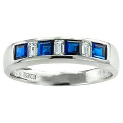 Sapphire Diamond Platinum Half Eternity Ring
