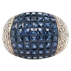 Sapphire Diamond Platinum Invisible Set Ring