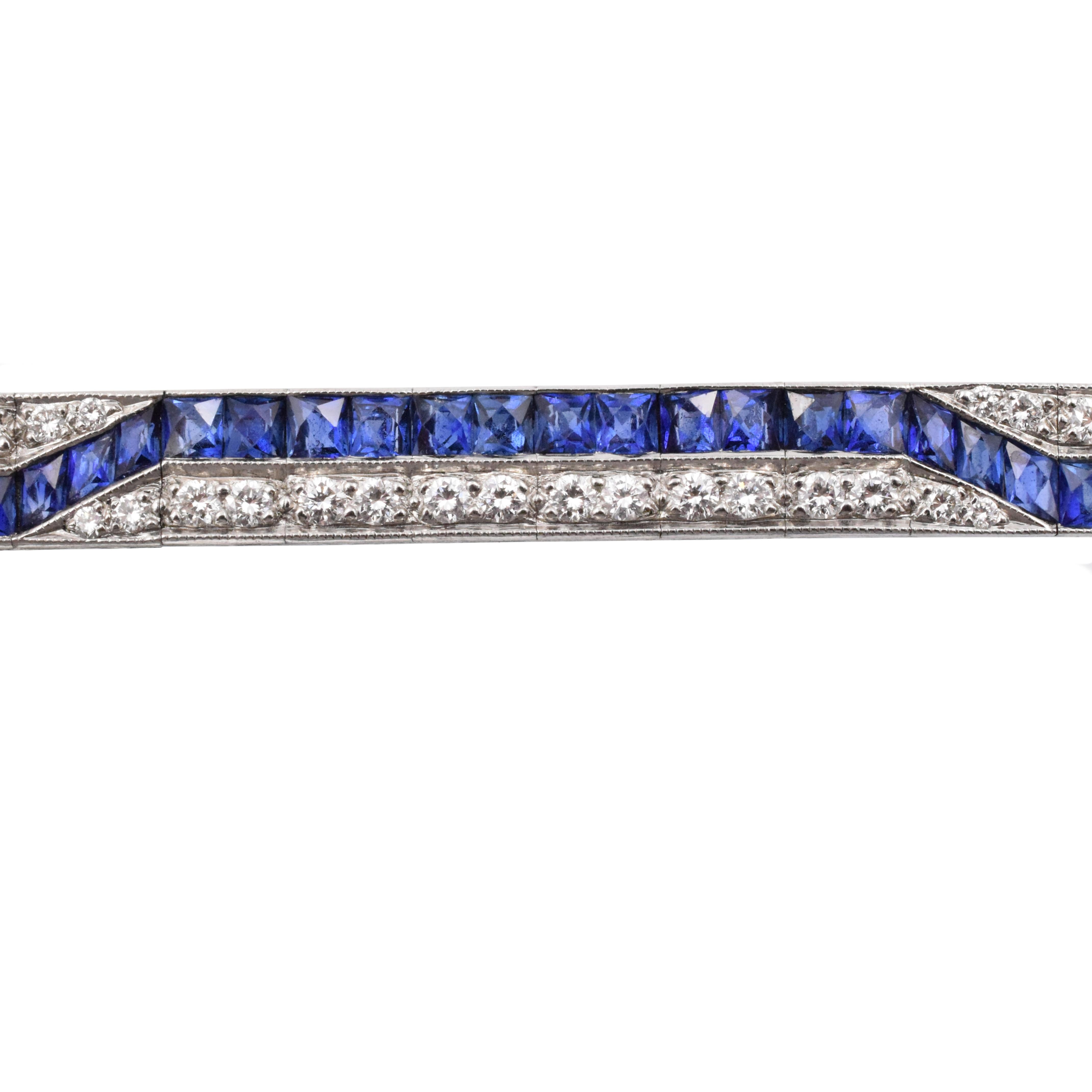 Sapphire Diamond Platinum Line Bracelet 6