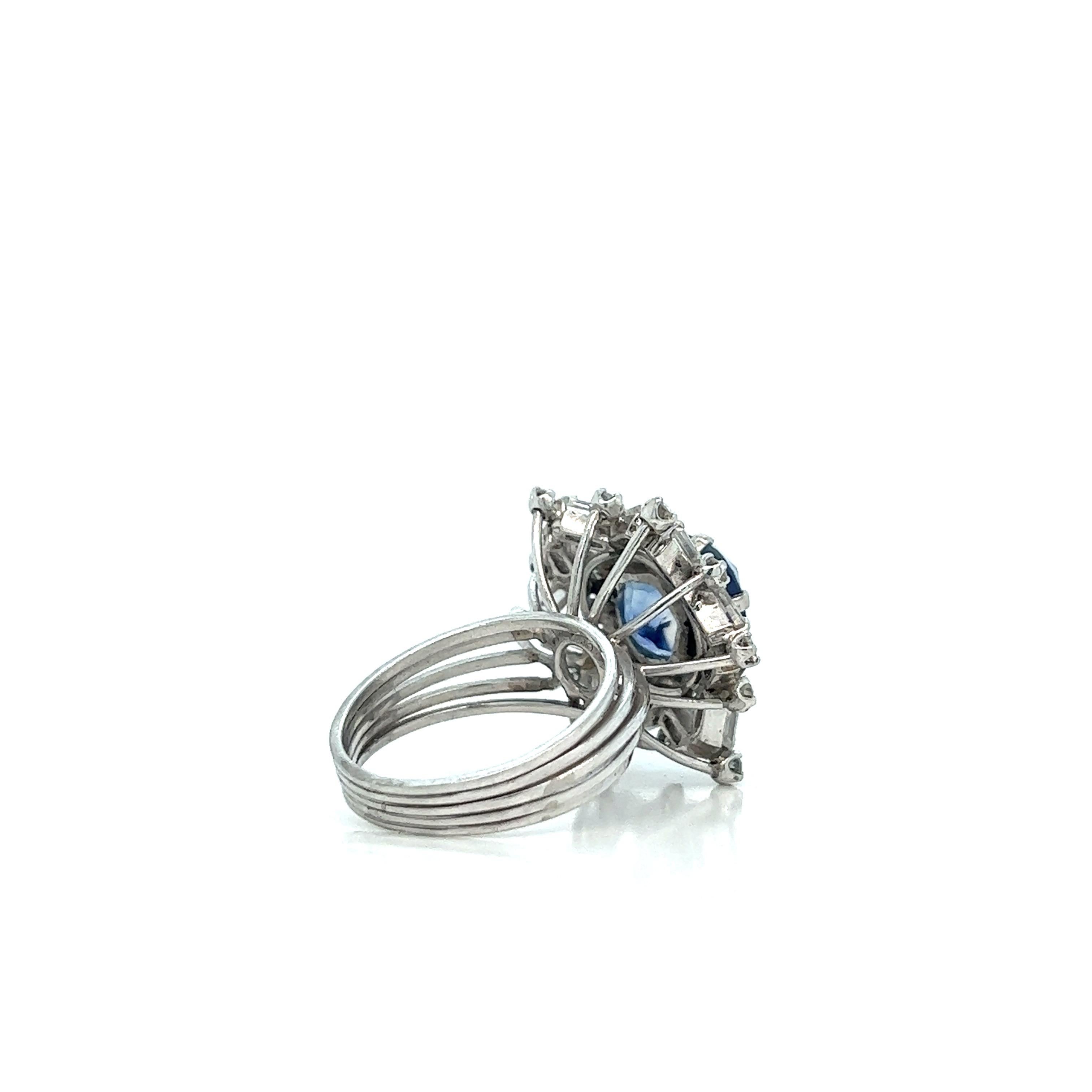 Sapphire Diamond Platinum Ring For Sale 6