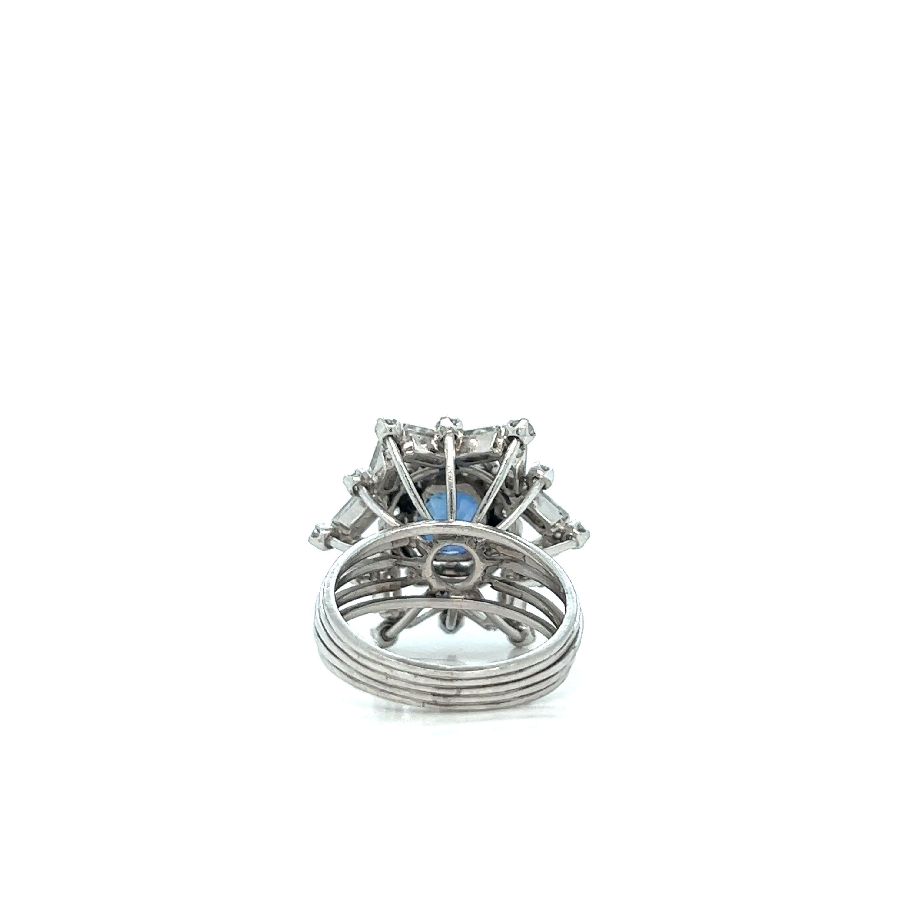 Sapphire Diamond Platinum Ring For Sale 7