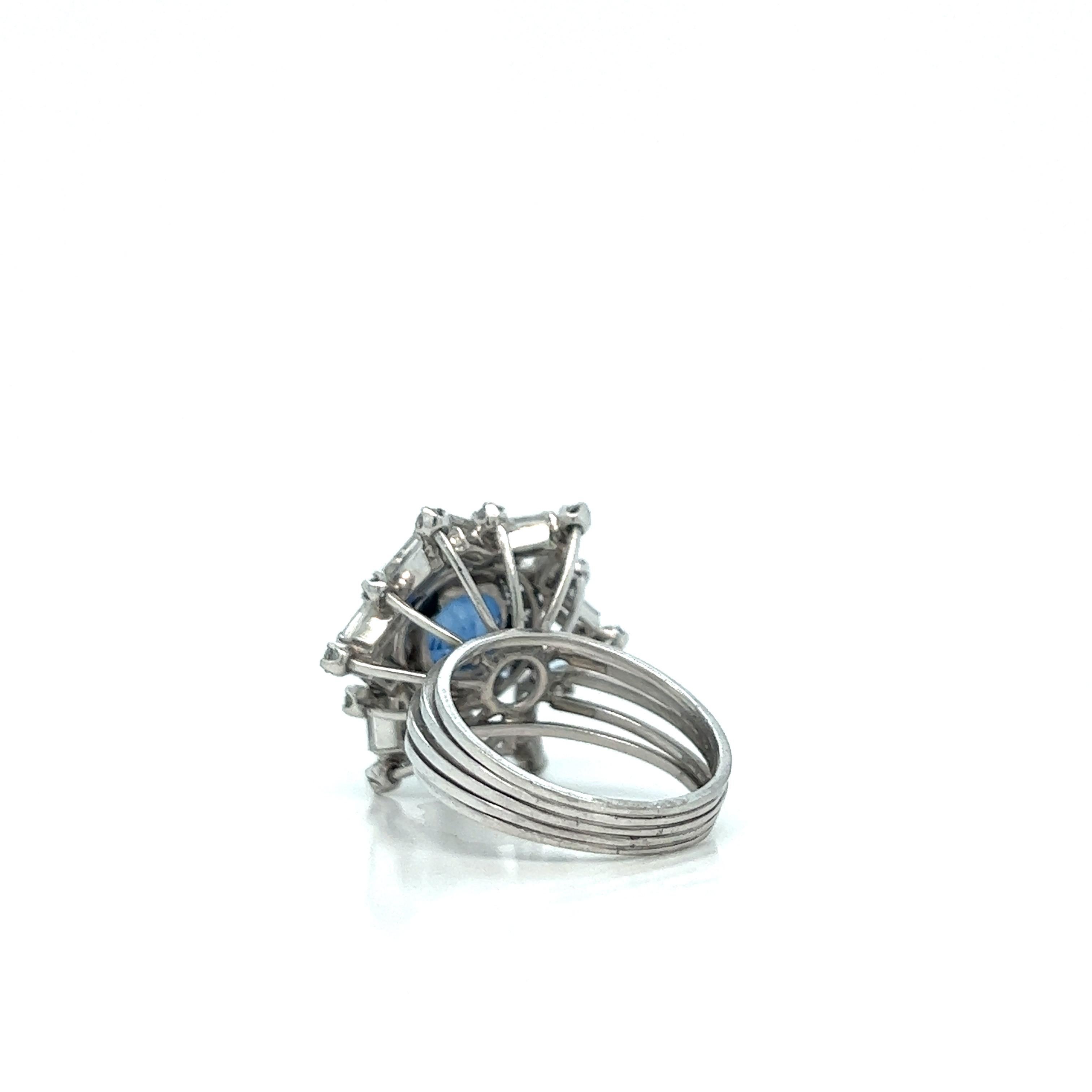 Sapphire Diamond Platinum Ring For Sale 8