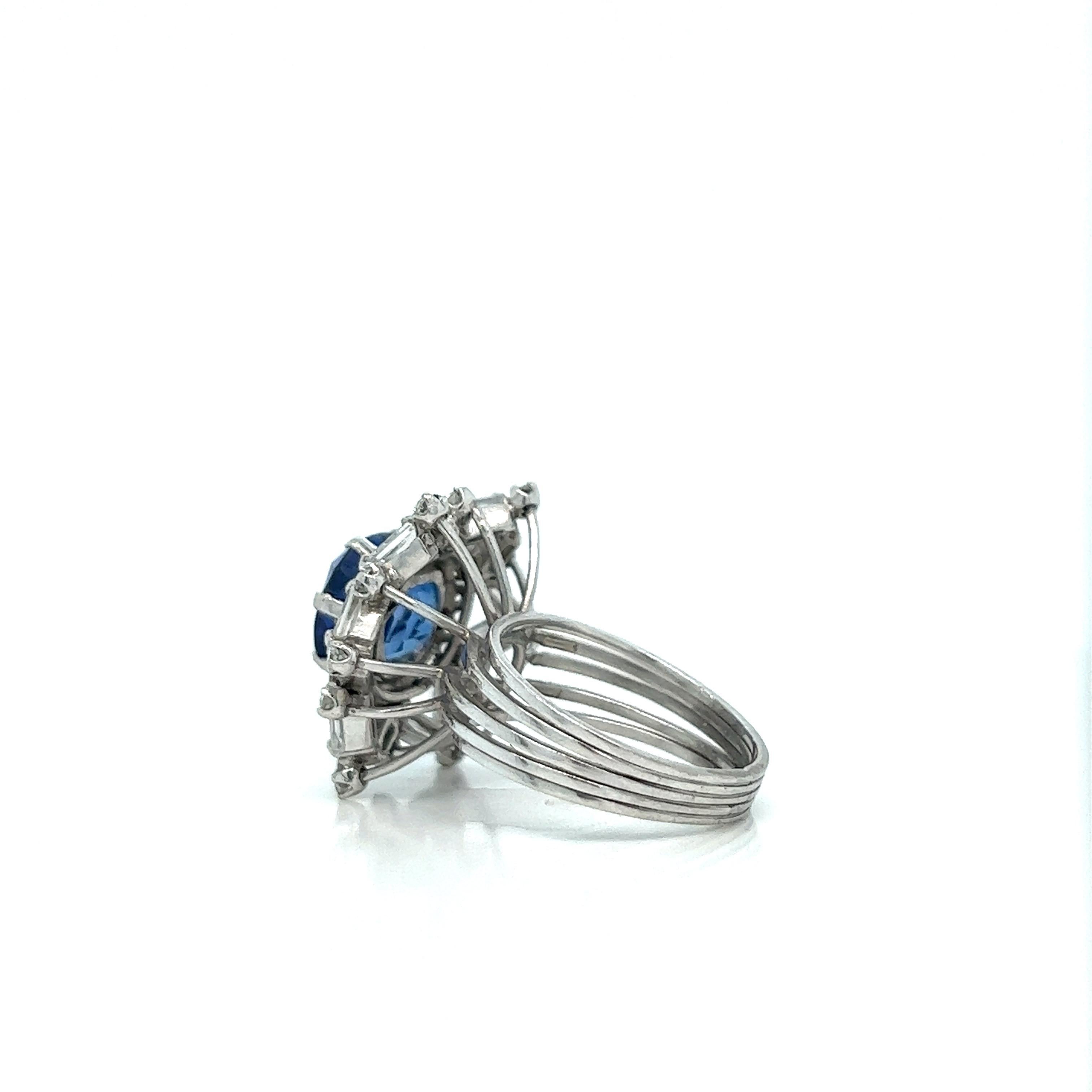 Sapphire Diamond Platinum Ring For Sale 9