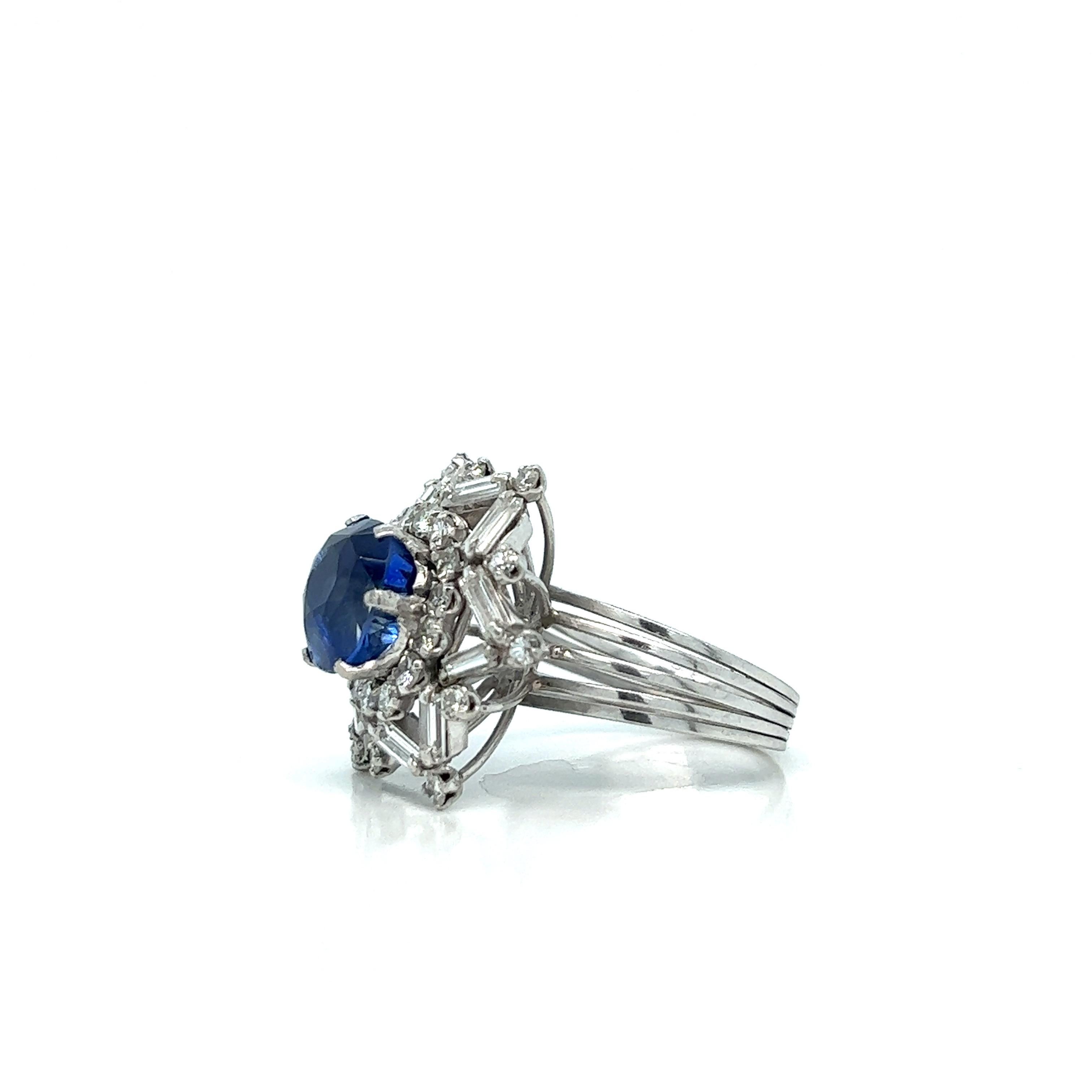 Sapphire Diamond Platinum Ring For Sale 11