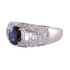 Sapphire Diamond Platinum Ring