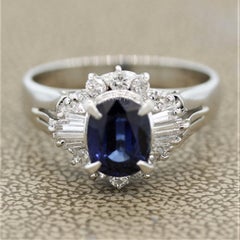 Platin-Ring mit Saphir und Diamant