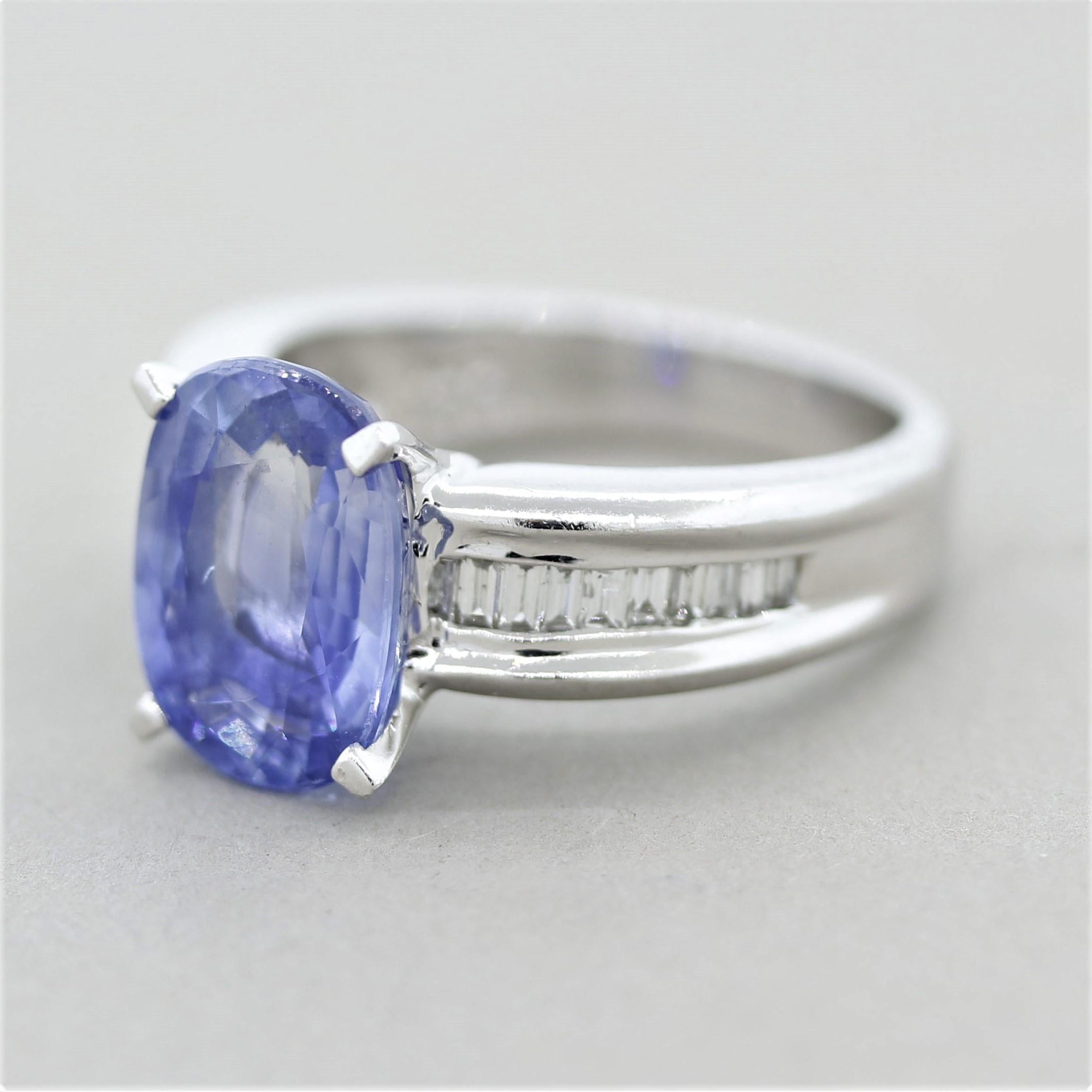 Oval Cut Sapphire Diamond Platinum Ring
