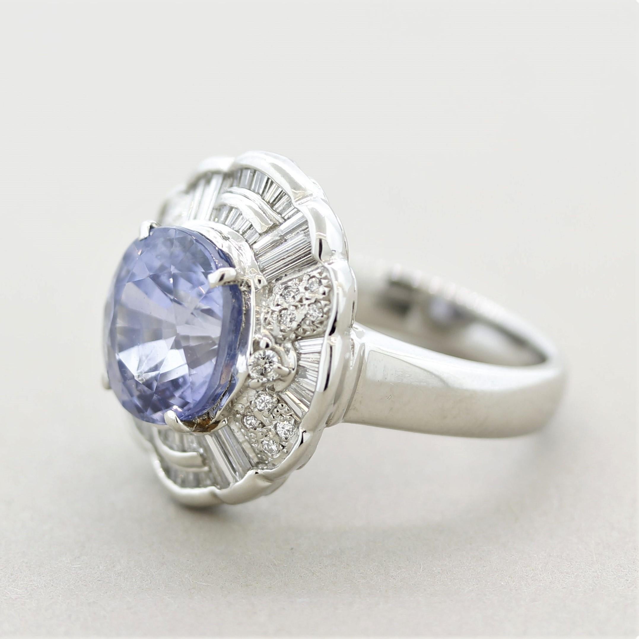 Mixed Cut Sapphire Diamond Platinum Ring For Sale