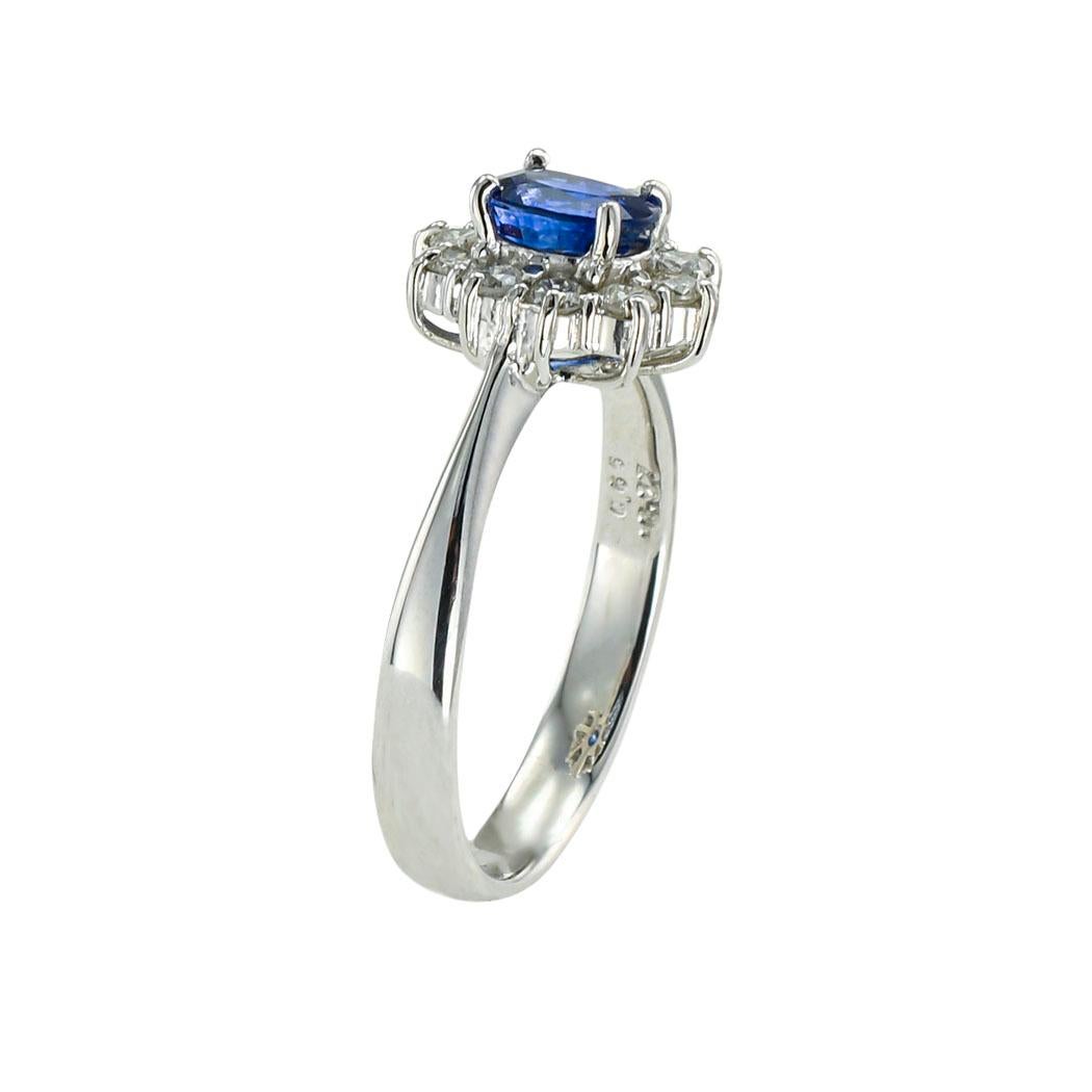 Mixed Cut Sapphire Diamond Platinum Ring