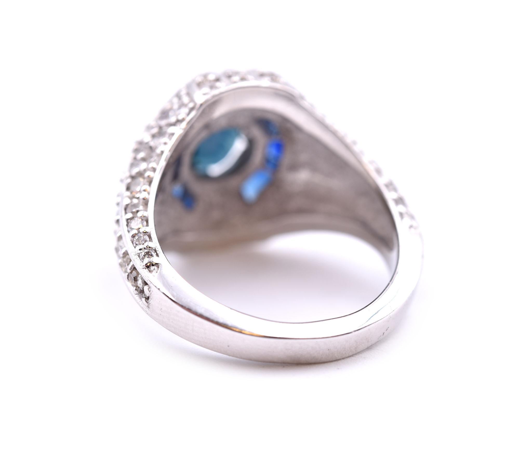 Sapphire and Diamond Platinum Ring In Excellent Condition In Scottsdale, AZ