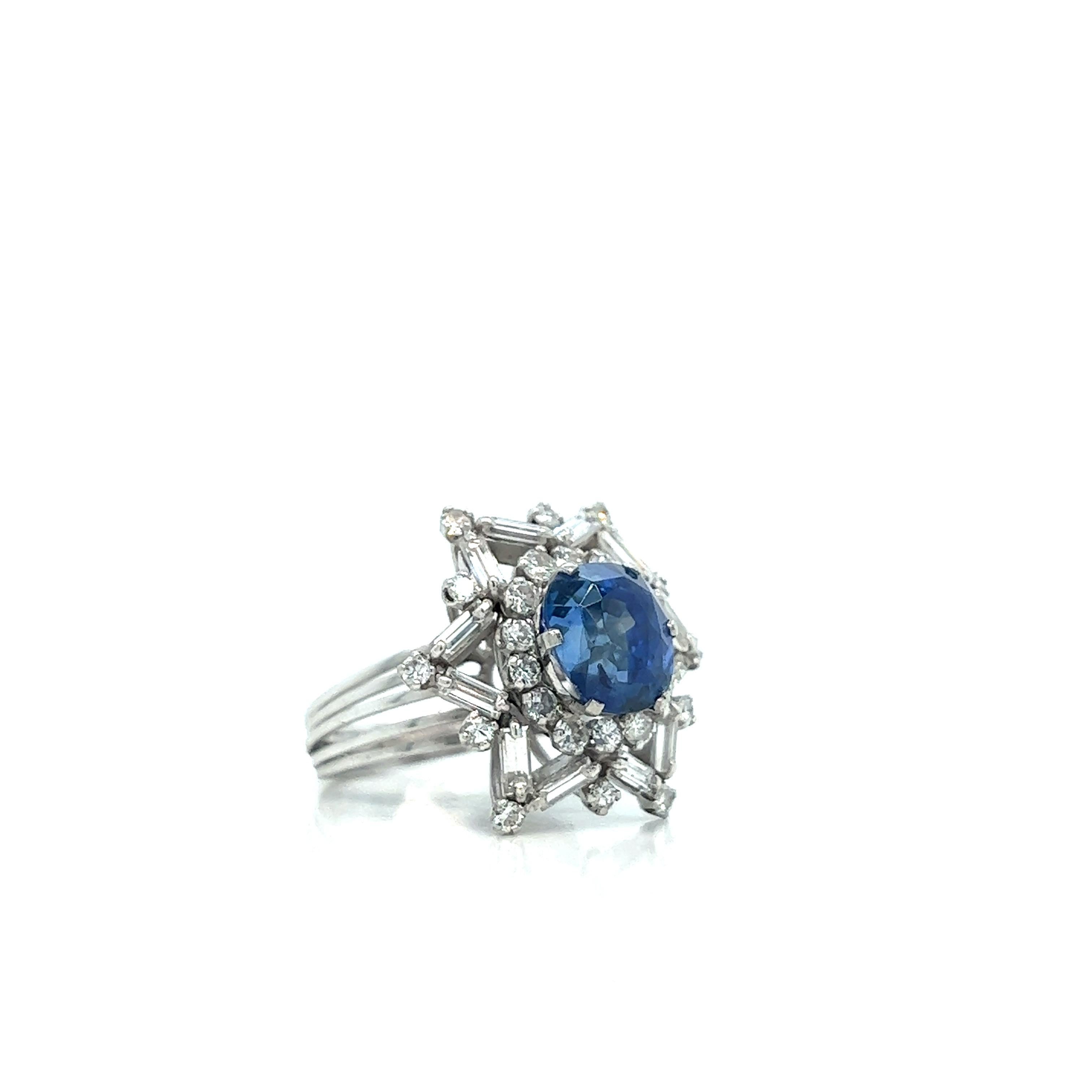 Women's Sapphire Diamond Platinum Ring For Sale