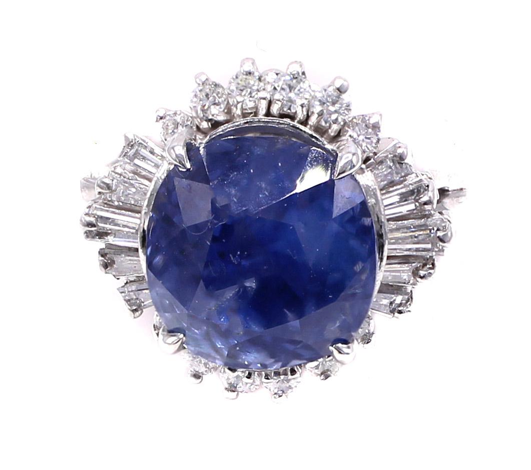 da uomo o donna Anello con zaffiro e diamante in platino in vendita