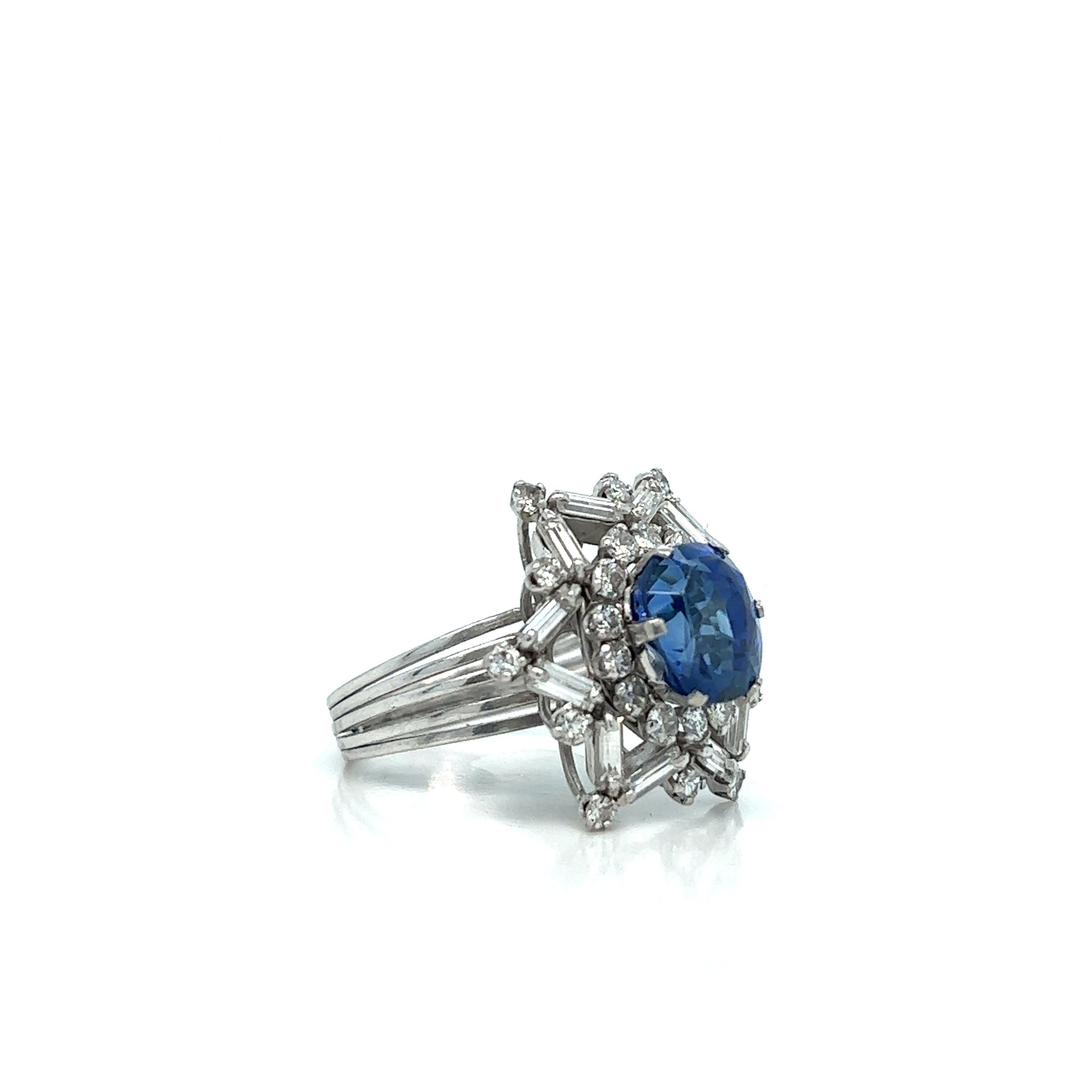 Sapphire Diamond Platinum Ring For Sale 1