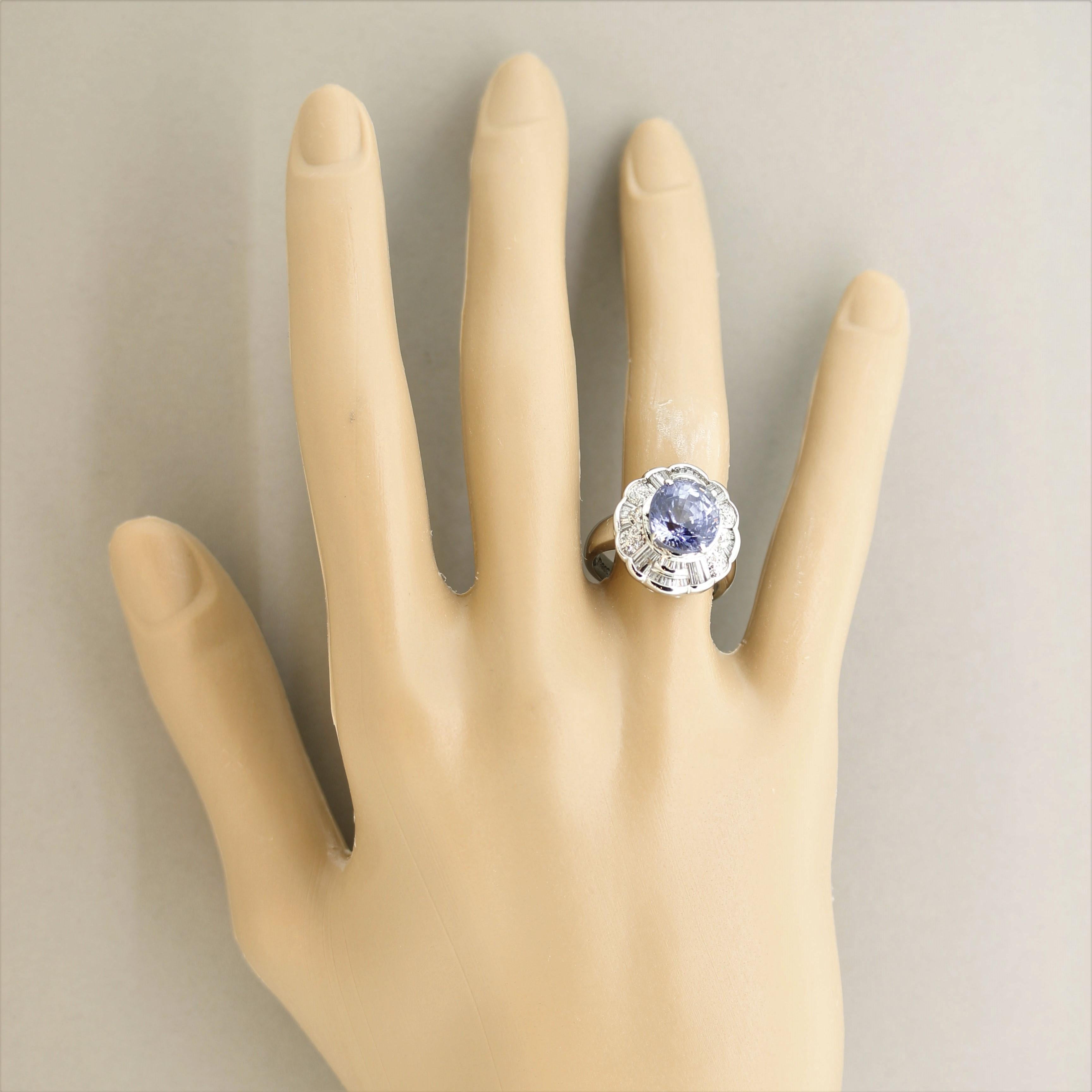 Sapphire Diamond Platinum Ring For Sale 1