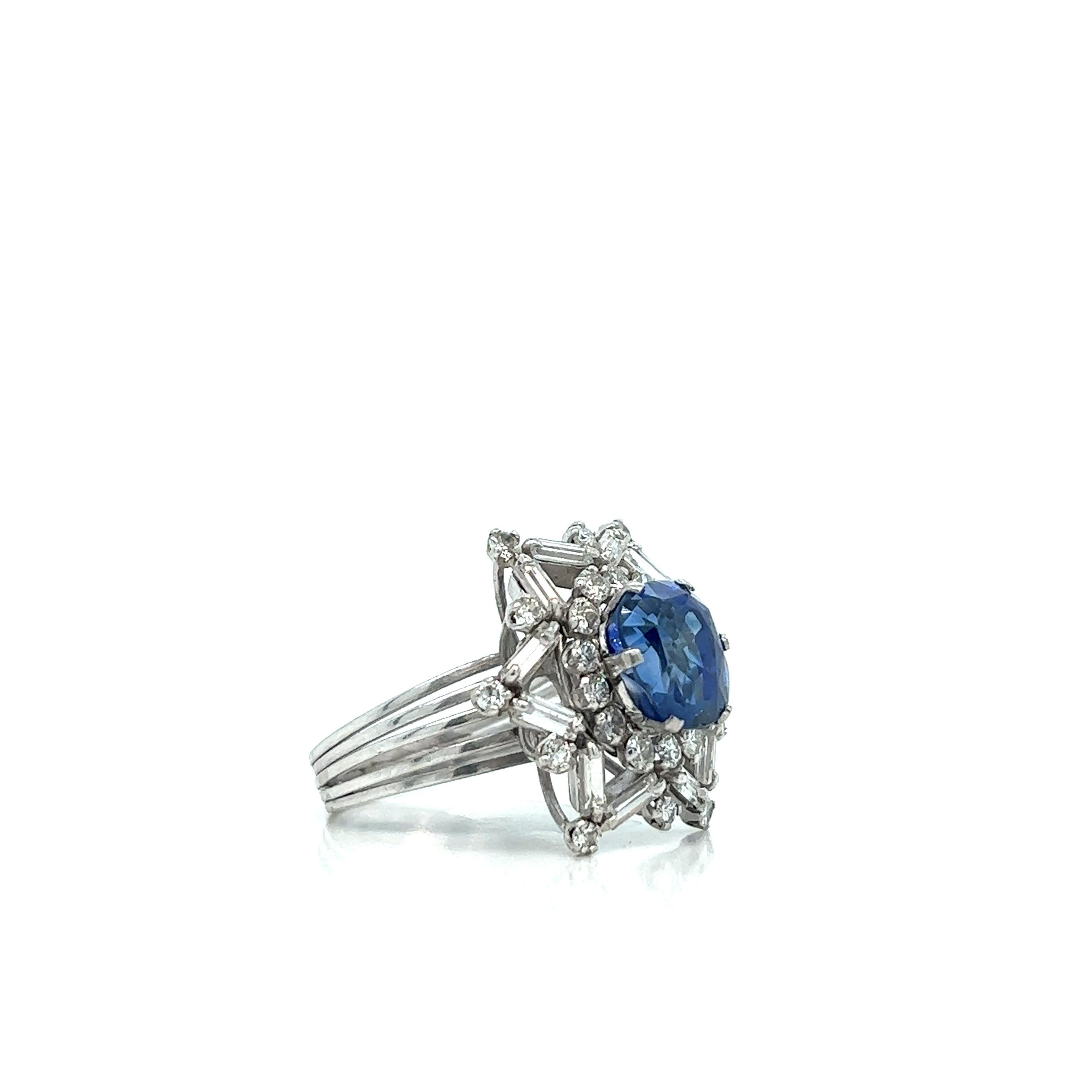 Sapphire Diamond Platinum Ring For Sale 2