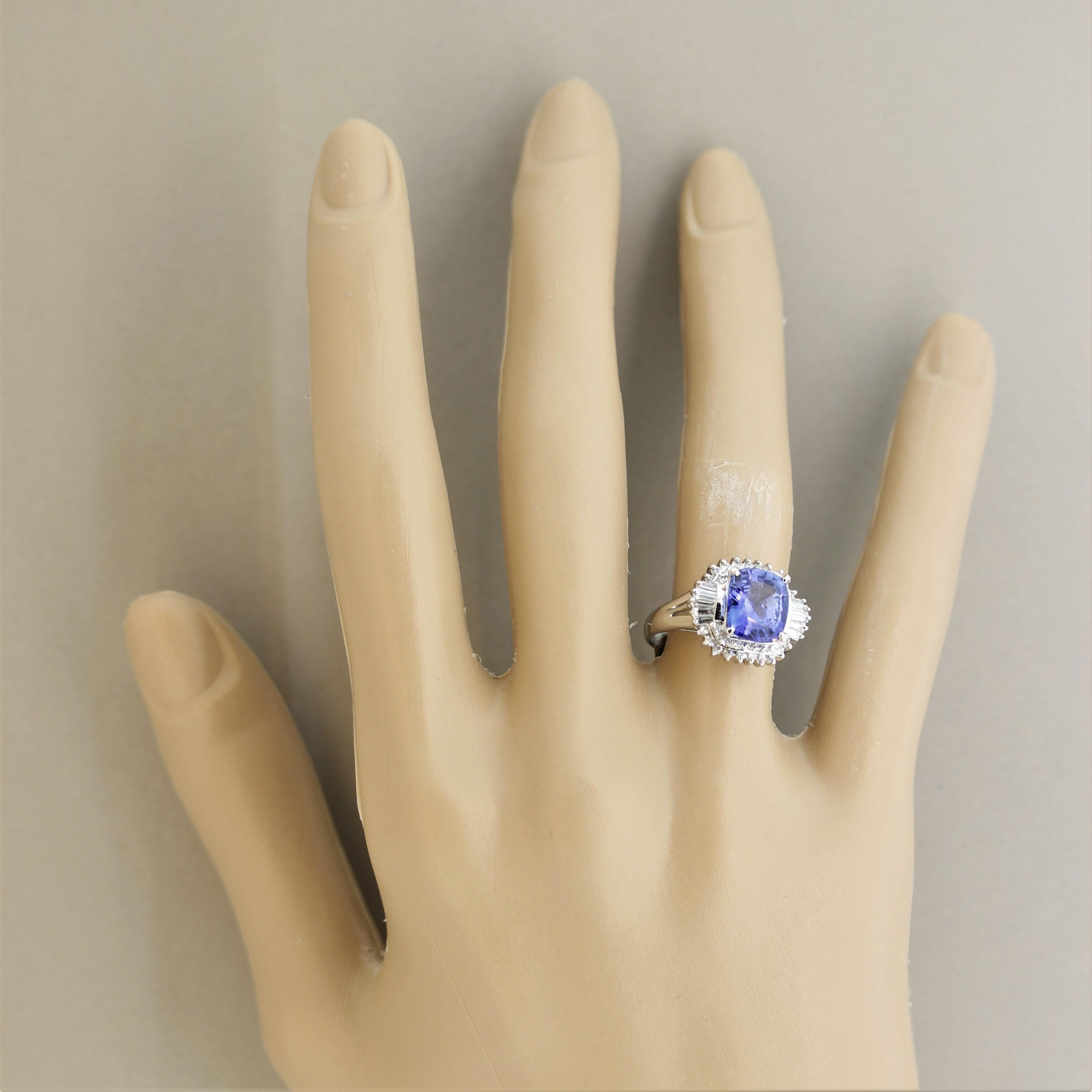 Sapphire Diamond Platinum Ring 3
